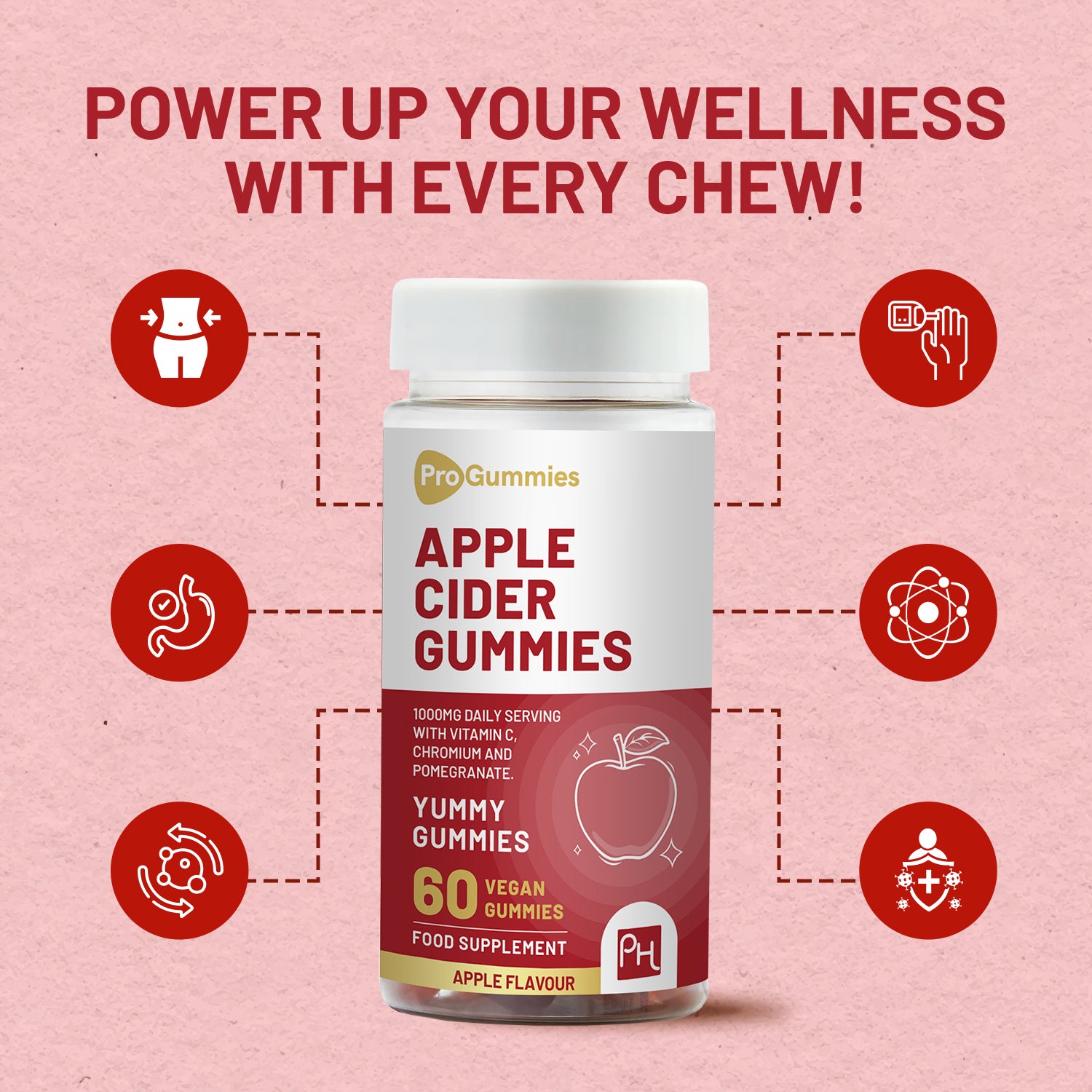 Delicious Vegan Apple Cider Vinegar Gummies - 1000mg, with Vitamin C & More!