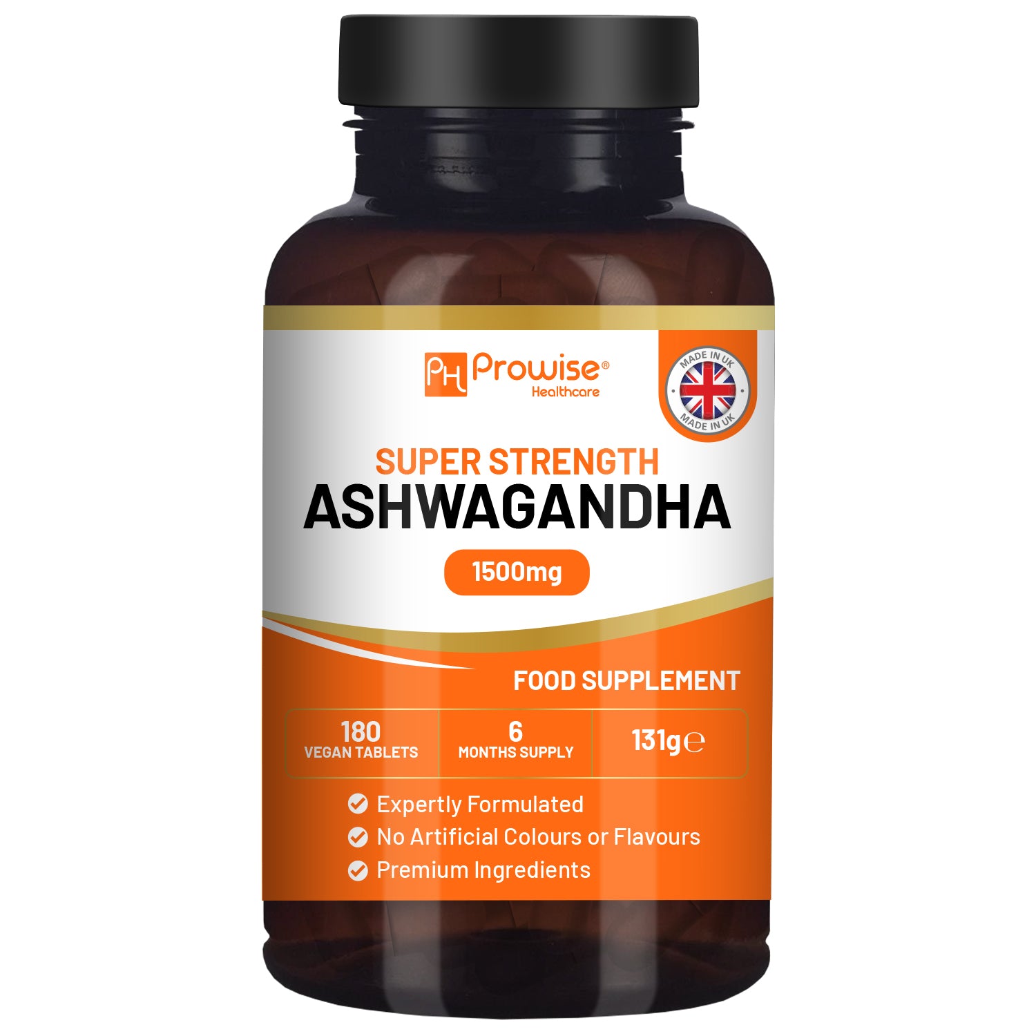 Powerful Ashwagandha 1500mg Vegan Tablets | 180 Count for Calm & Energy