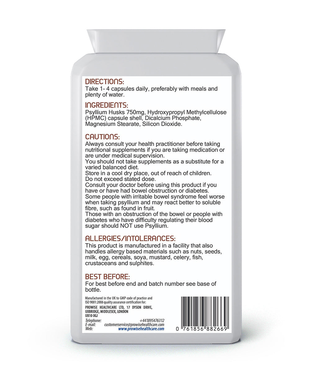 Prowise Psyllium Husks 750mg - 90 Vegan Capsules for Digestive Health