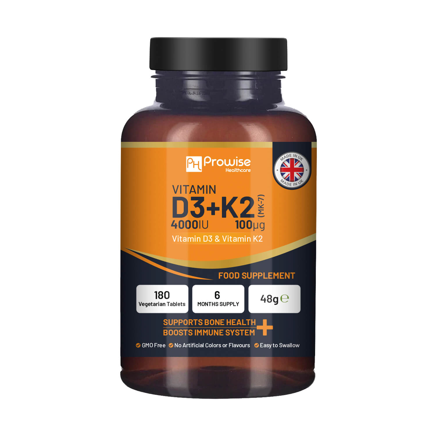 Ultimate Vitamin D3 & K2 Supplement - 180 Vegetarian Tablets for Immunity Boost