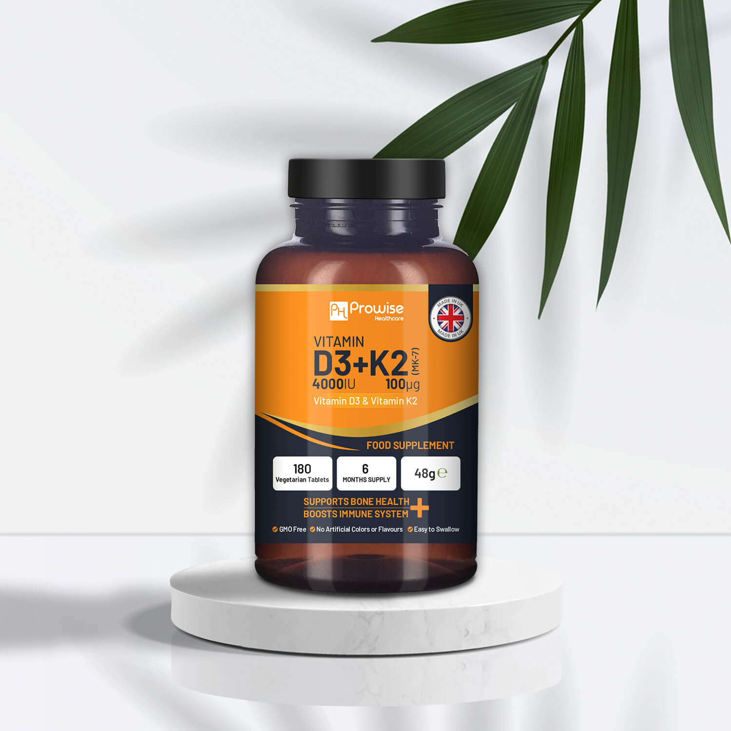 Ultimate Vitamin D3 & K2 Supplement - 180 Vegetarian Tablets for Immunity Boost