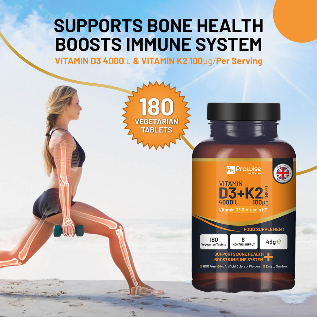 Ultimate Vitamin D3 & K2 Supplement - 180 Vegetarian Tablets for Immunity Boost