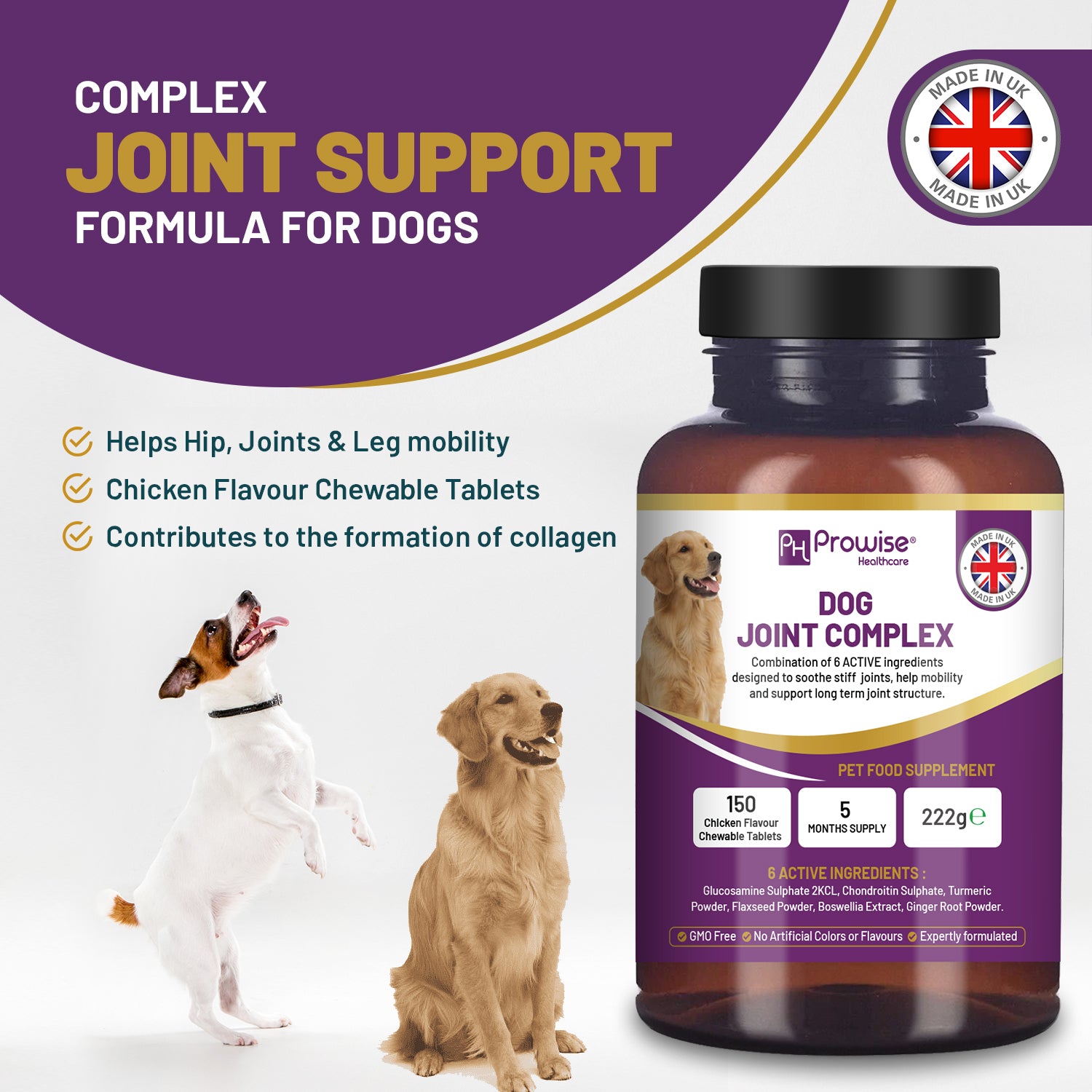 Joint Support for Dogs: 150 Chewable Tablets, 5-Month Supply | Prowise UK