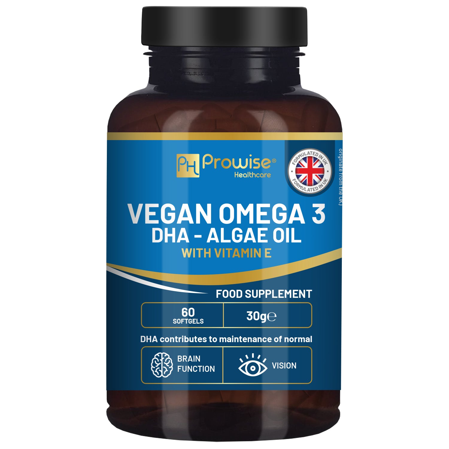 Prowise Vegan Omega-3 DHA Softgels - Sustainable Algae Oil + Vitamin E