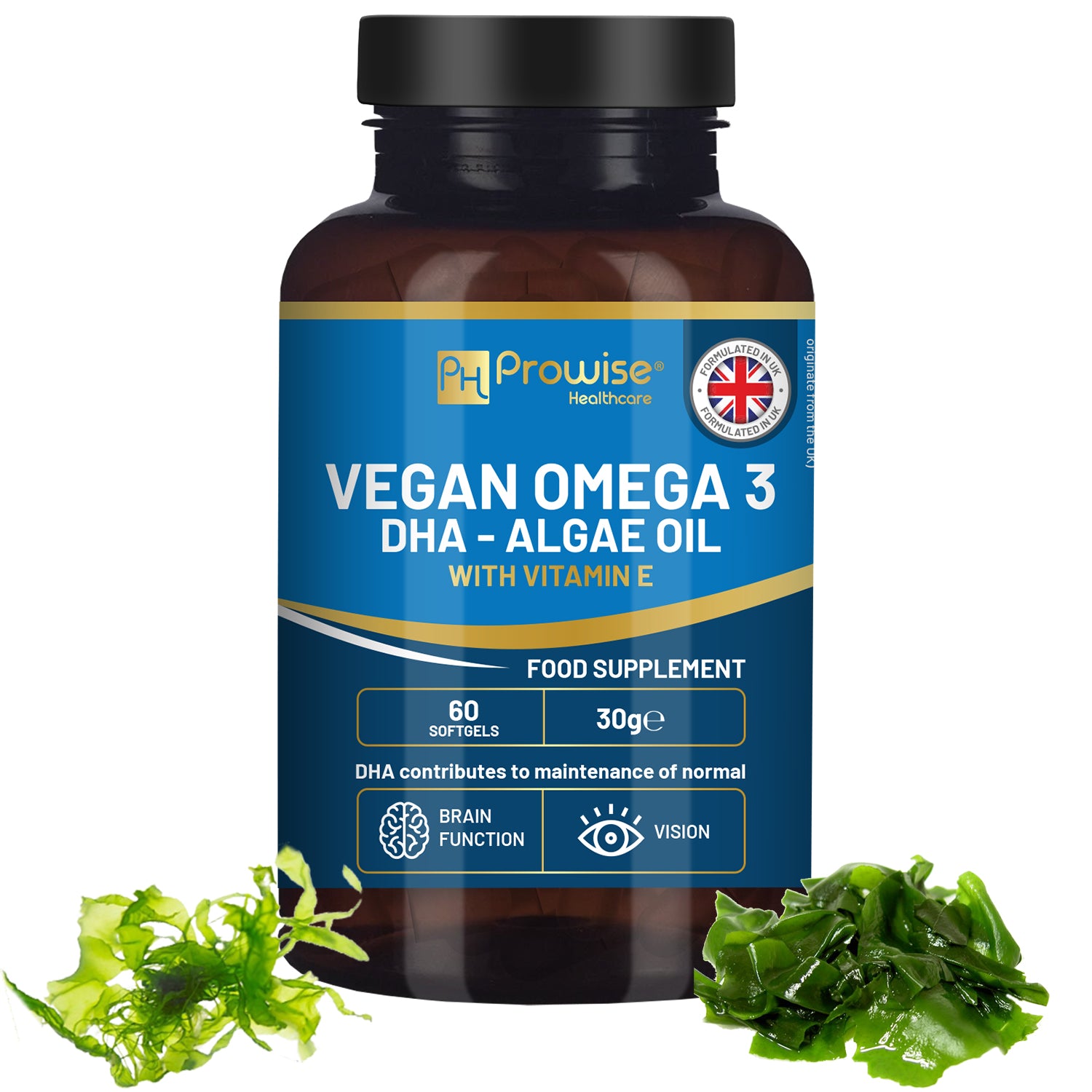 Prowise Vegan Omega-3 DHA Softgels - Sustainable Algae Oil + Vitamin E