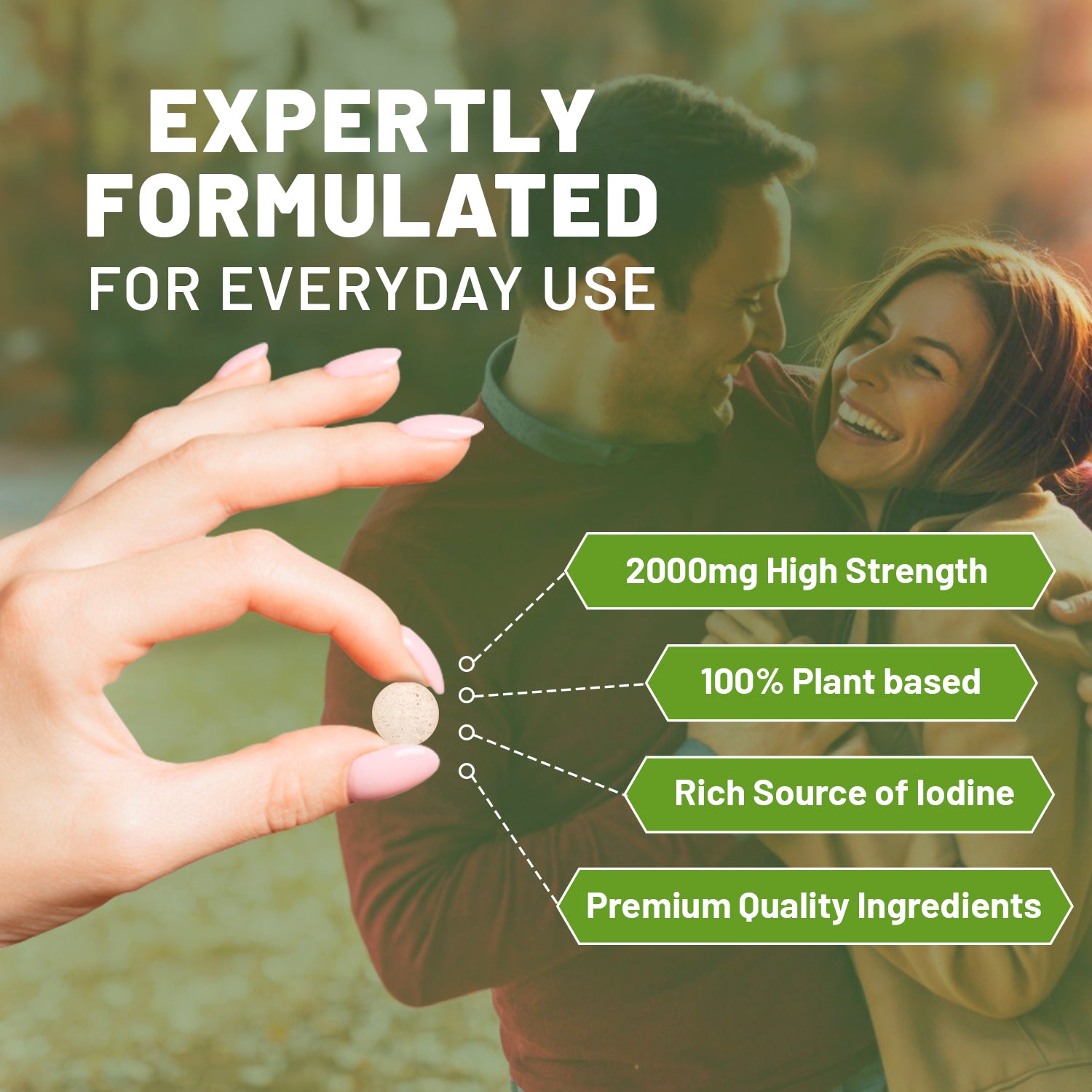 Premium Sea Kelp 2000mg - Vegan Iodine Supplement, 200 Tablets Made in the UK